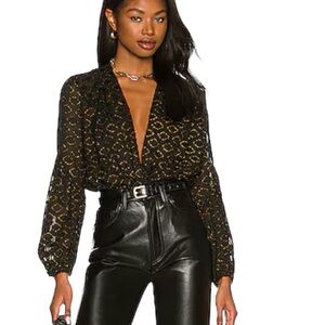 Amanda Uprichard Yuri Top in Ravena Deep Surplice Large Sold Out Revolve